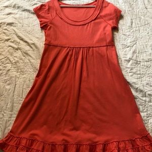 EUC Fresh Produce Coral Dress W/Ruffle Hem sz S